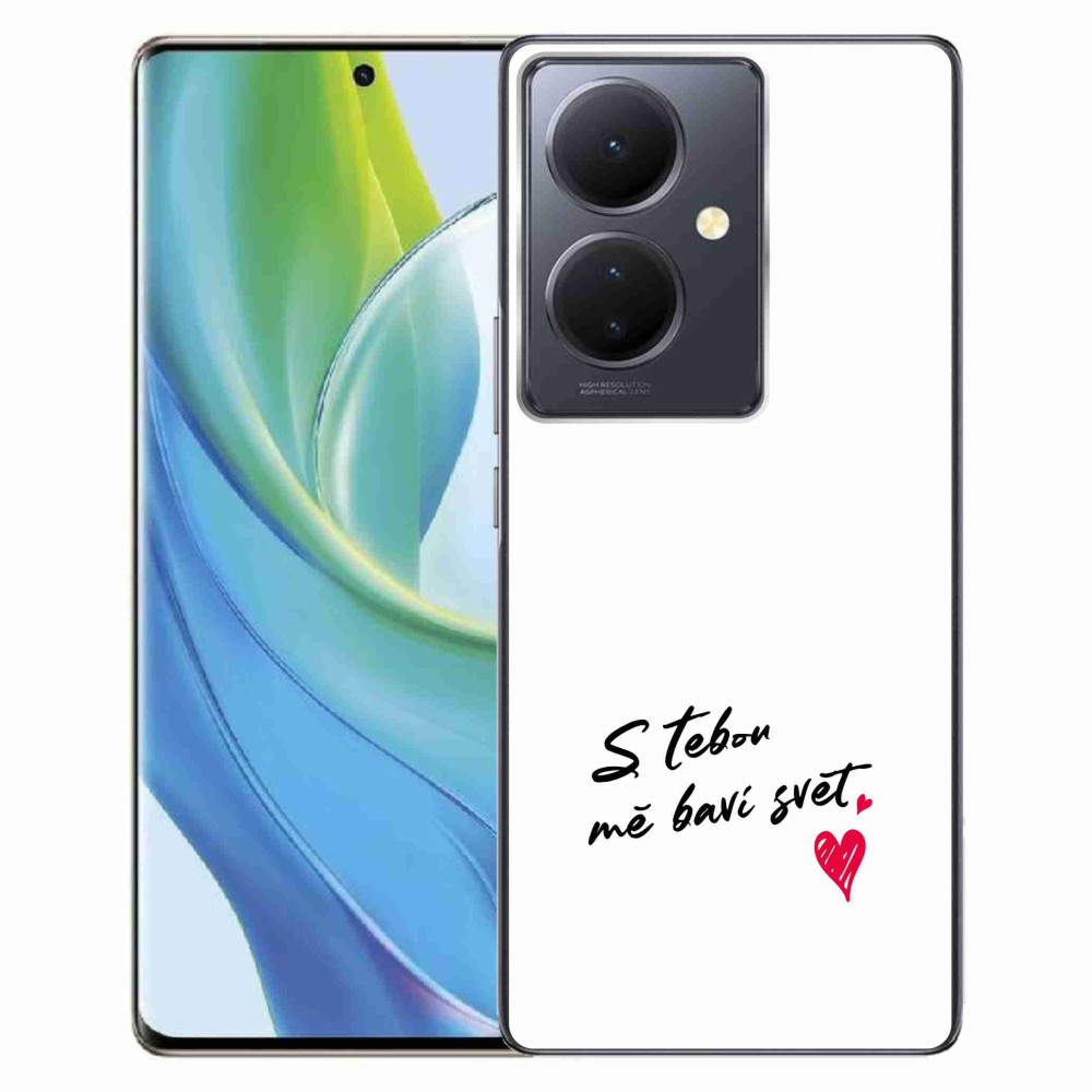 Gélový kryt mmCase na Vivo V29 Lite 5G - zamilovaný text 1 biele pozadie