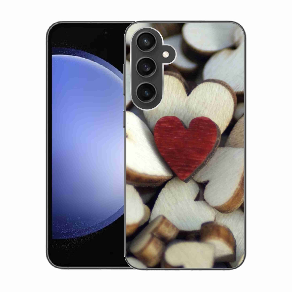 Gélový kryt mmCase na Samsung Galaxy S23 FE - gravírované červené srdce