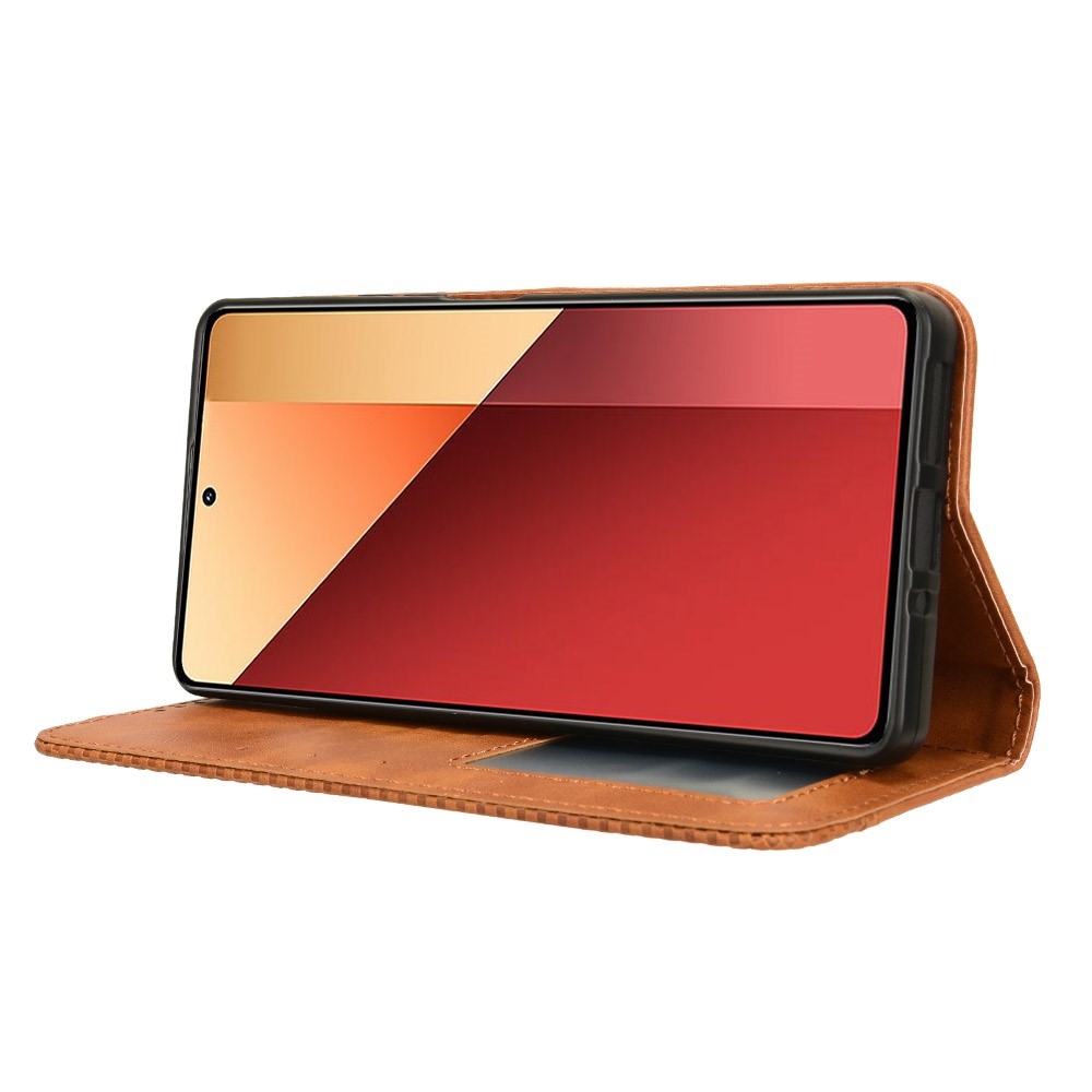 Vintage knižkové púzdro na Xiaomi Redmi Note 14S/Note 13 Pro 4G/Poco M6 Pro - hnedé