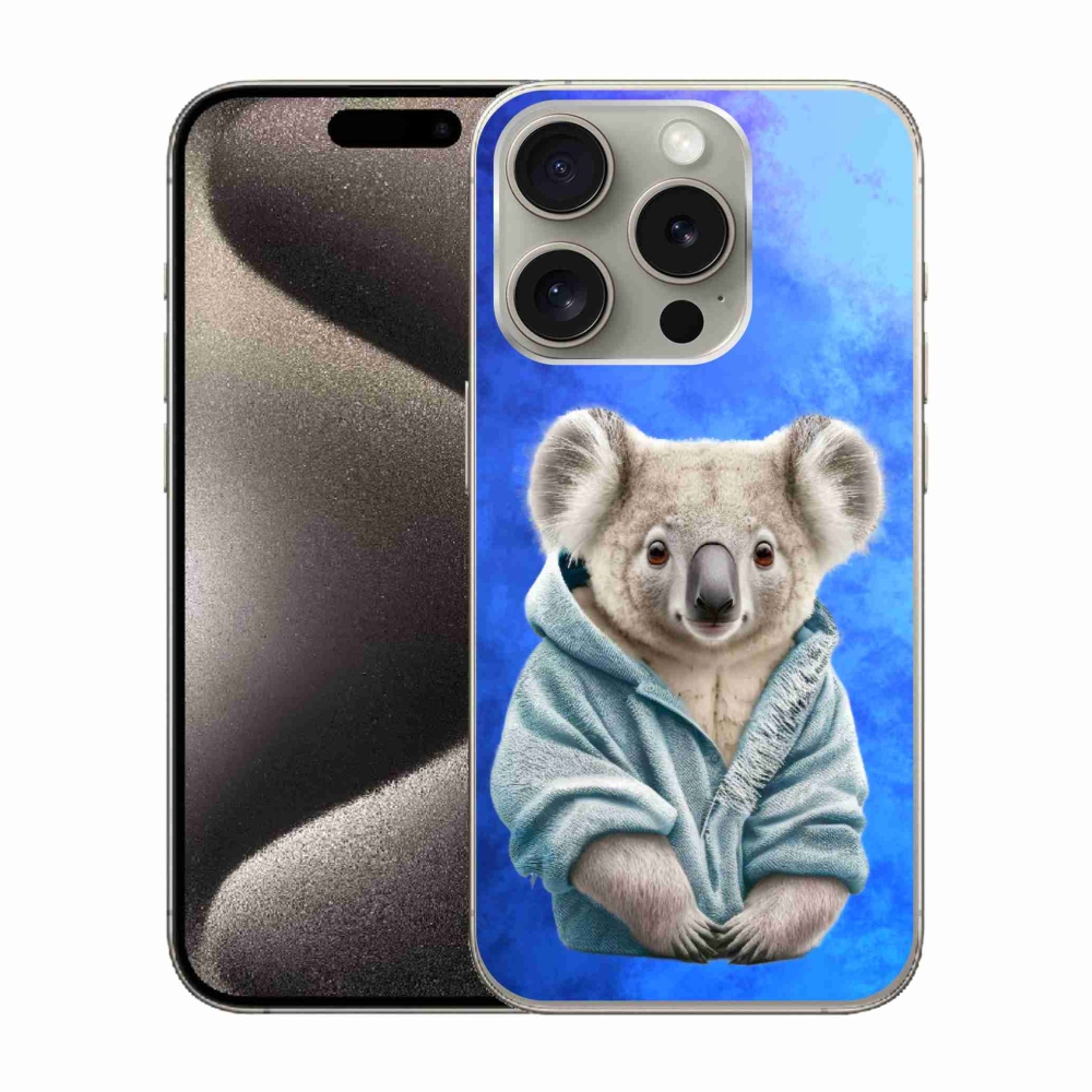 Gélový kryt mmCase na iPhone 15 Pro - koala vo svetri