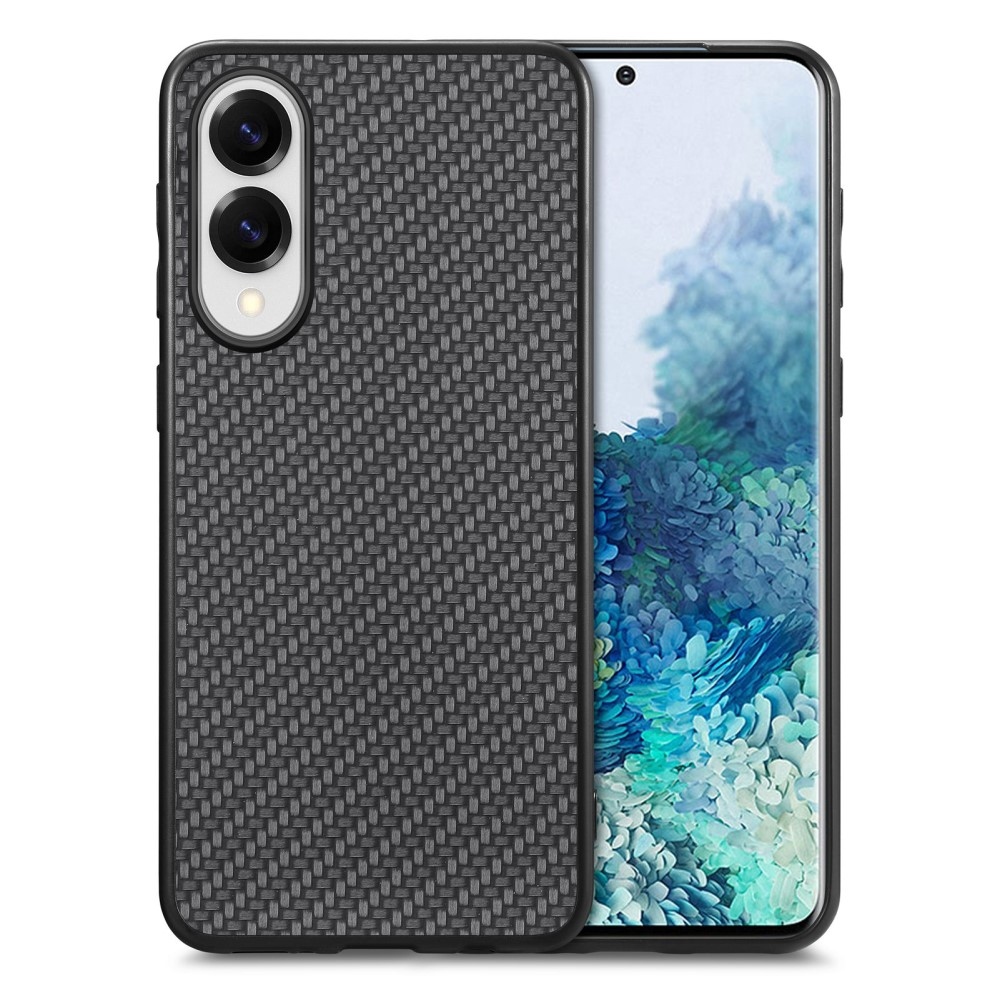 Coat gélový obal s umelou kožou a pevným chrbtom na Samsung Galaxy S25 Edge - čierny