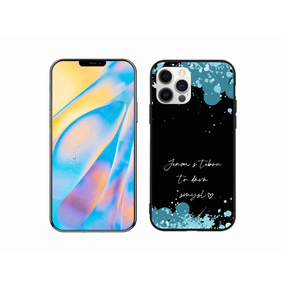 Gélový kryt mmCase na iPhone 12 Pro - zamilovaný text čierne pozadie