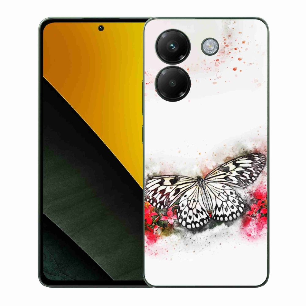 Gélový kryt mmCase na Xiaomi Poco M7 Pro 5G - čiernobiely motýľ