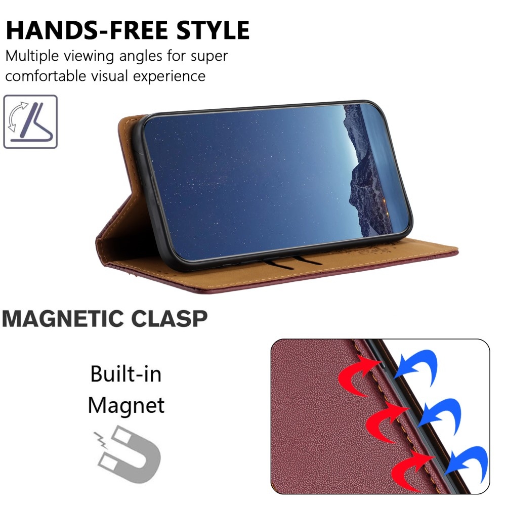 L-Shaped knižkové puzdro na Honor 400 Lite - vínové