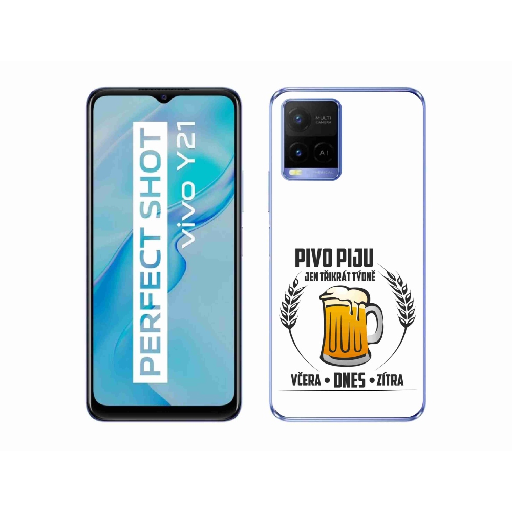 Gélový kryt mmCase na Vivo Y21/Y21s/Y33s - pivný motív biele pozadie