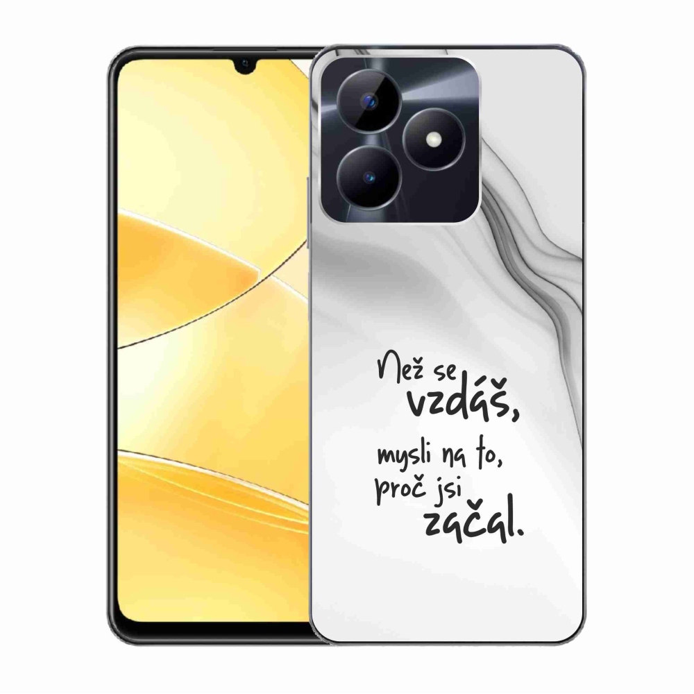Gélový kryt mmCase na Realme C51/C53 - citát 2 biele pozadie