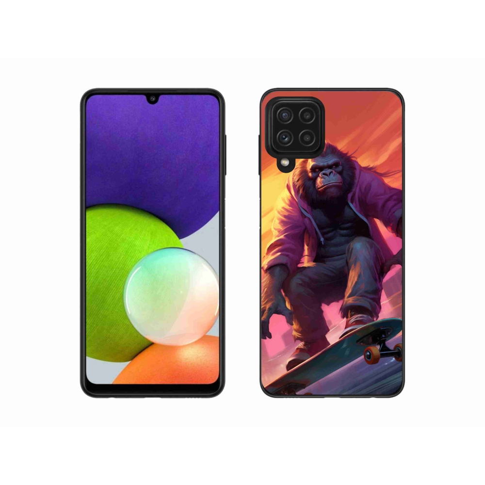 Gélový kryt mmCase na Samsung Galaxy A22 4G - gorila na skateboarde