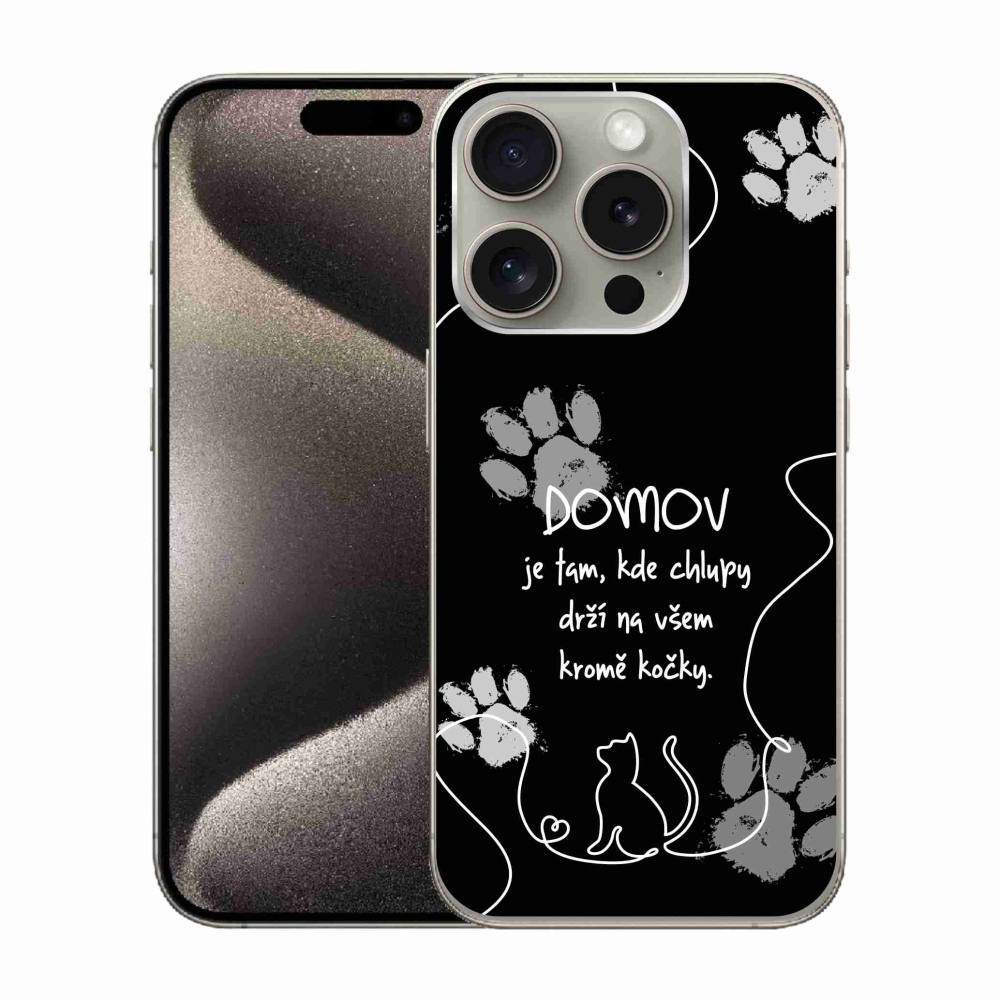 Gélový kryt mmCase na iPhone 15 Pro - mačacie motív čierne pozadie