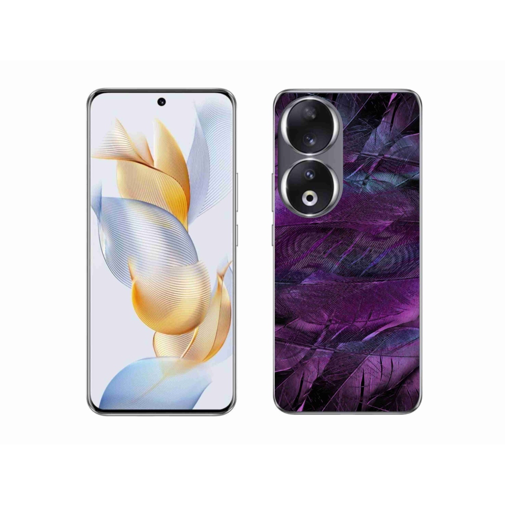 Gélový kryt mmCase na Honor 90 - fialové pierka