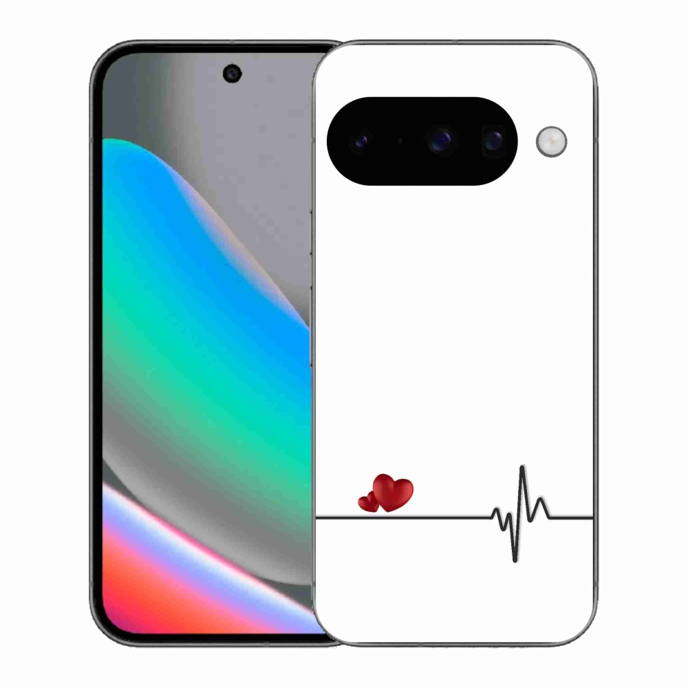 Gélový kryt mmCase na Google Pixel 10 - srdce a tep biele pozadie