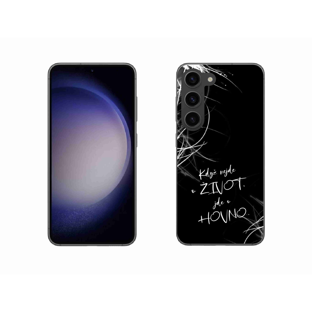Gélový kryt mmCase na Samsung Galaxy S23 5G - vtipný text 16 čierne pozadie