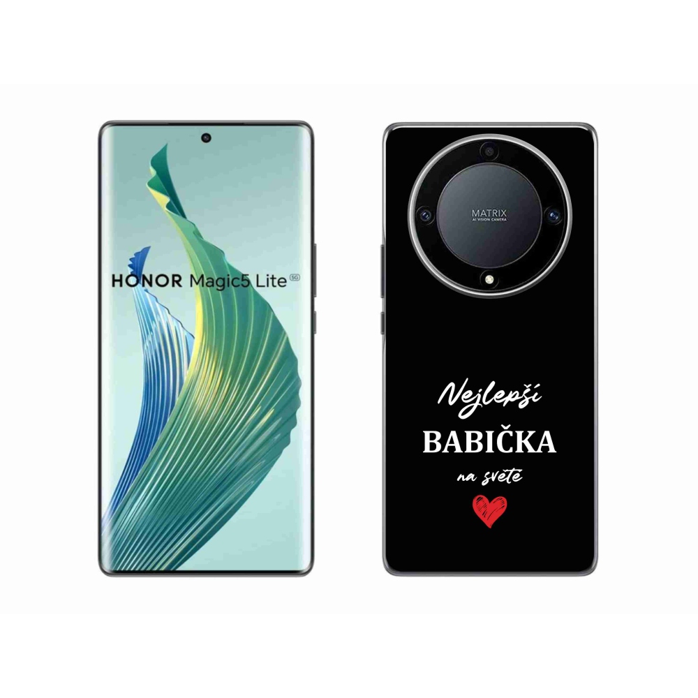 Gélový kryt mmCase na Honor Magic 5 Lite 5G - najlepšia babička 1 čierne pozadie