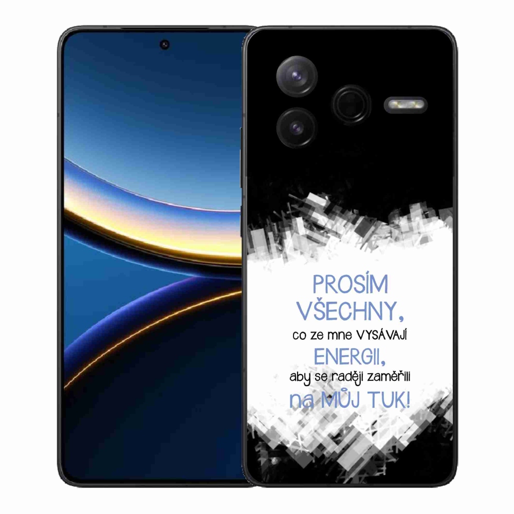 Gélový kryt mmCase na Xiaomi Poco F7 Pro - vtipný text 1 modrý