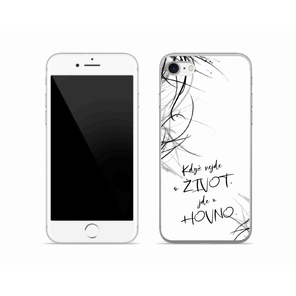 Gélový kryt mmCase na iPhone SE (2022) - vtipný text 16 biele pozadie