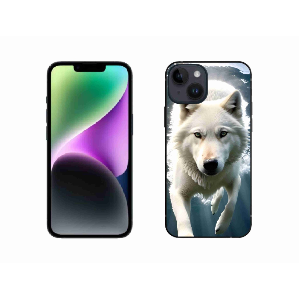 Gélový kryt mmCase na iPhone 14 - biely vlk