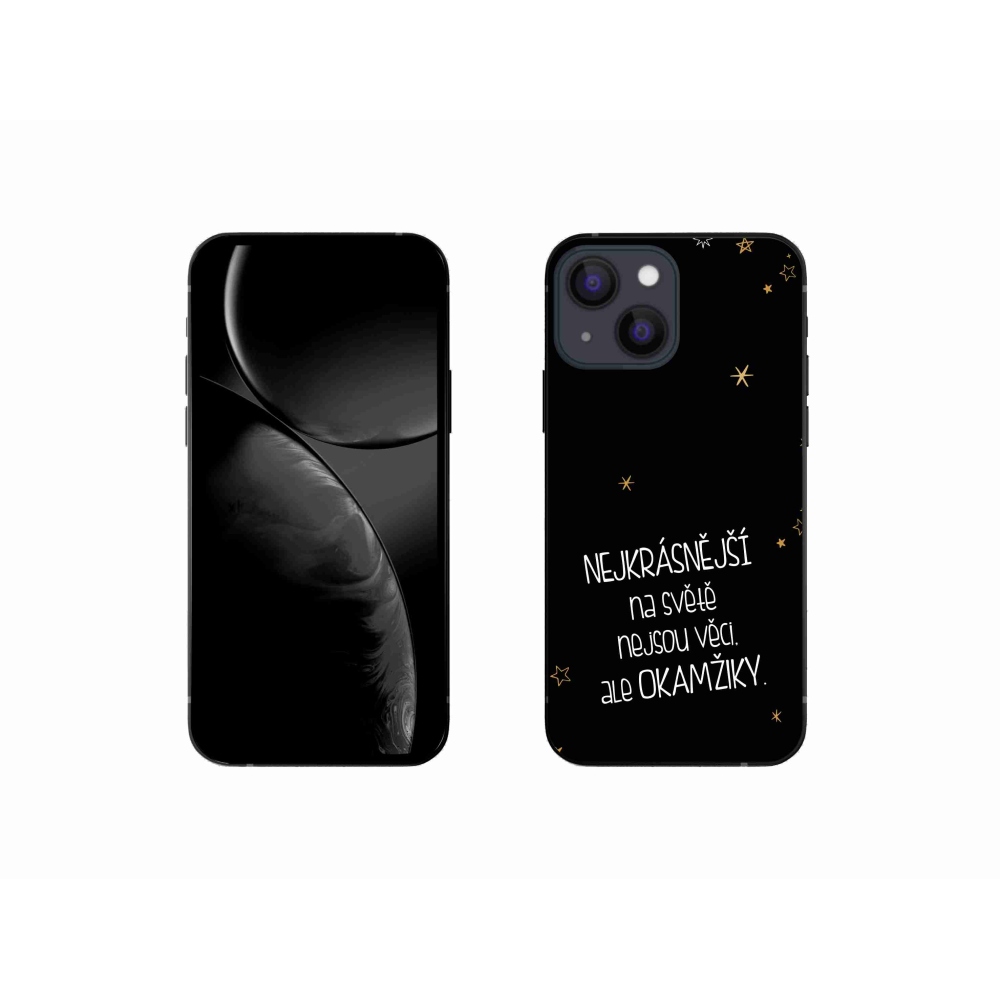 Gélový kryt mmCase na iPhone 13 mini 5.4 - citát 4 čierne pozadie