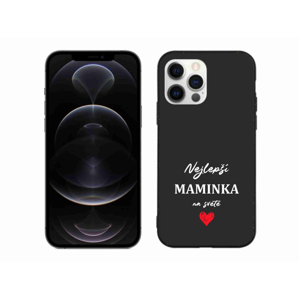 Gélový kryt mmCase na iPhone 12 Pro Max - najlepšia mamička 1 čierne pozadie