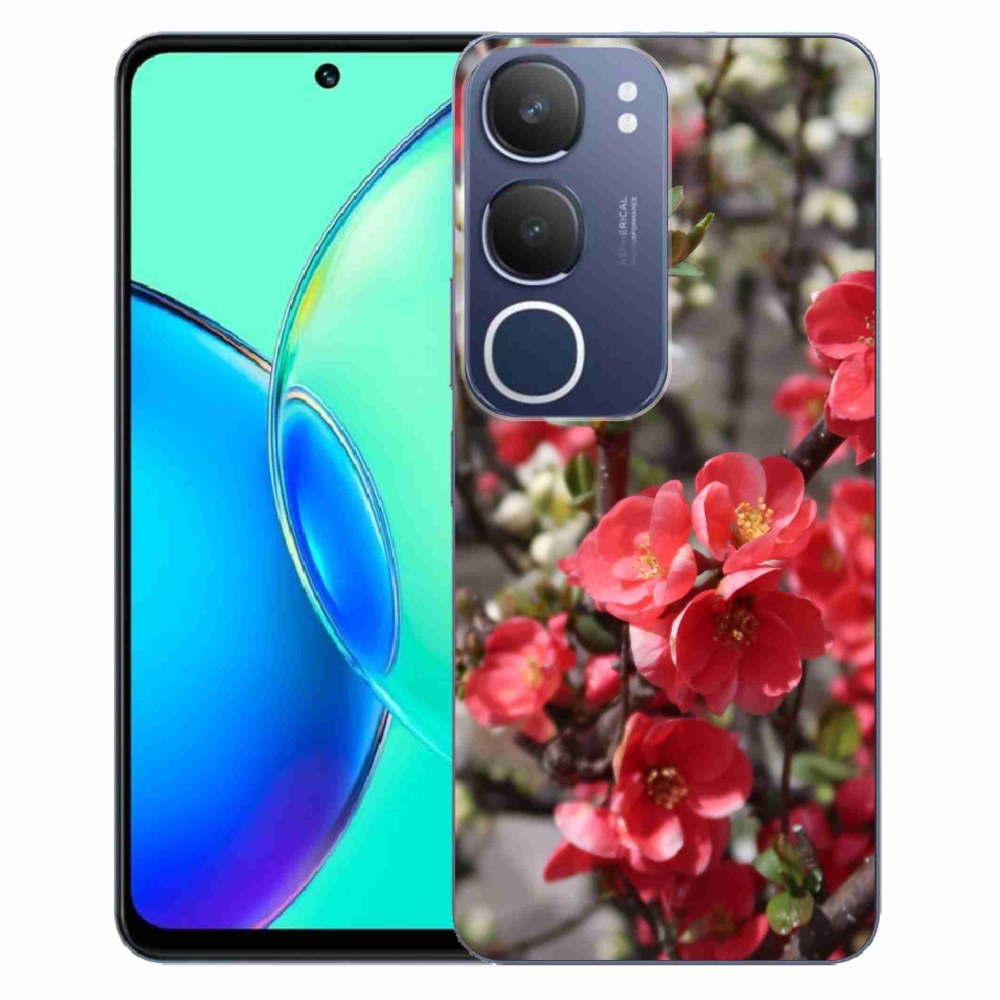 Gélový kryt mmCase na Vivo Y19s - červené kvety