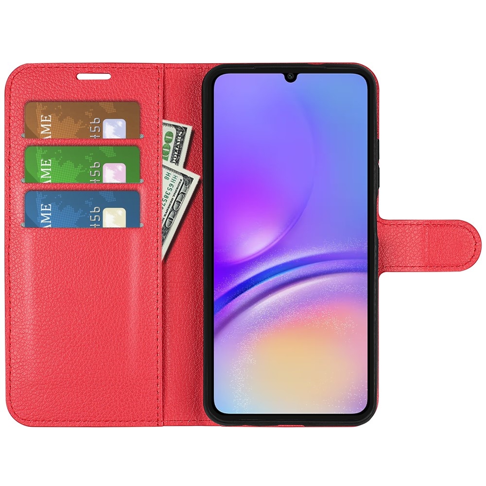 Litchi knižkové púzdro na Samsung Galaxy A06 4G - červené