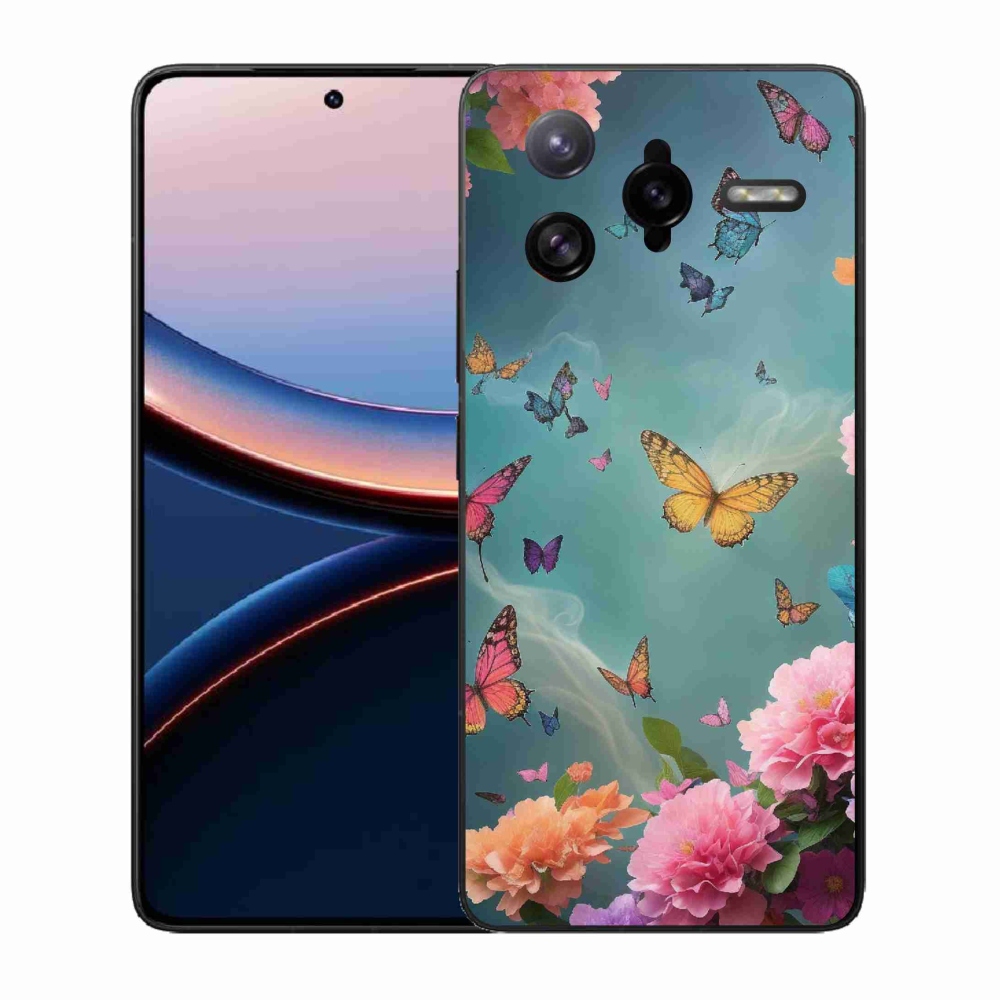 Gélový kryt mmCase na Xiaomi Poco F7 Ultra - farebné kvety a motýle