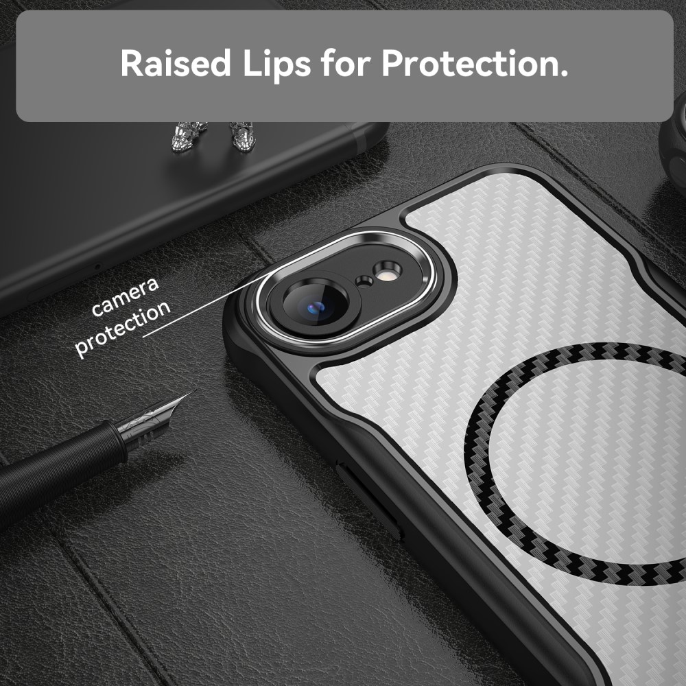 Texture odolný kryt s podporou MagSafe na iPhone 16e - čierny