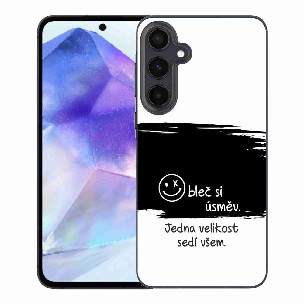 Gélový kryt mmCase na Samsung Galaxy A55 5G - vtipný text 8 čiernobiele pozadie