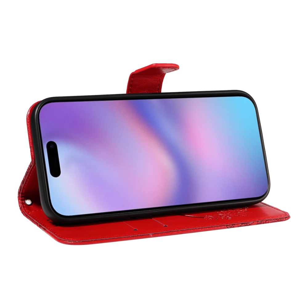 Floral Butterfly knižkové púzdro na iPhone 17 - červené