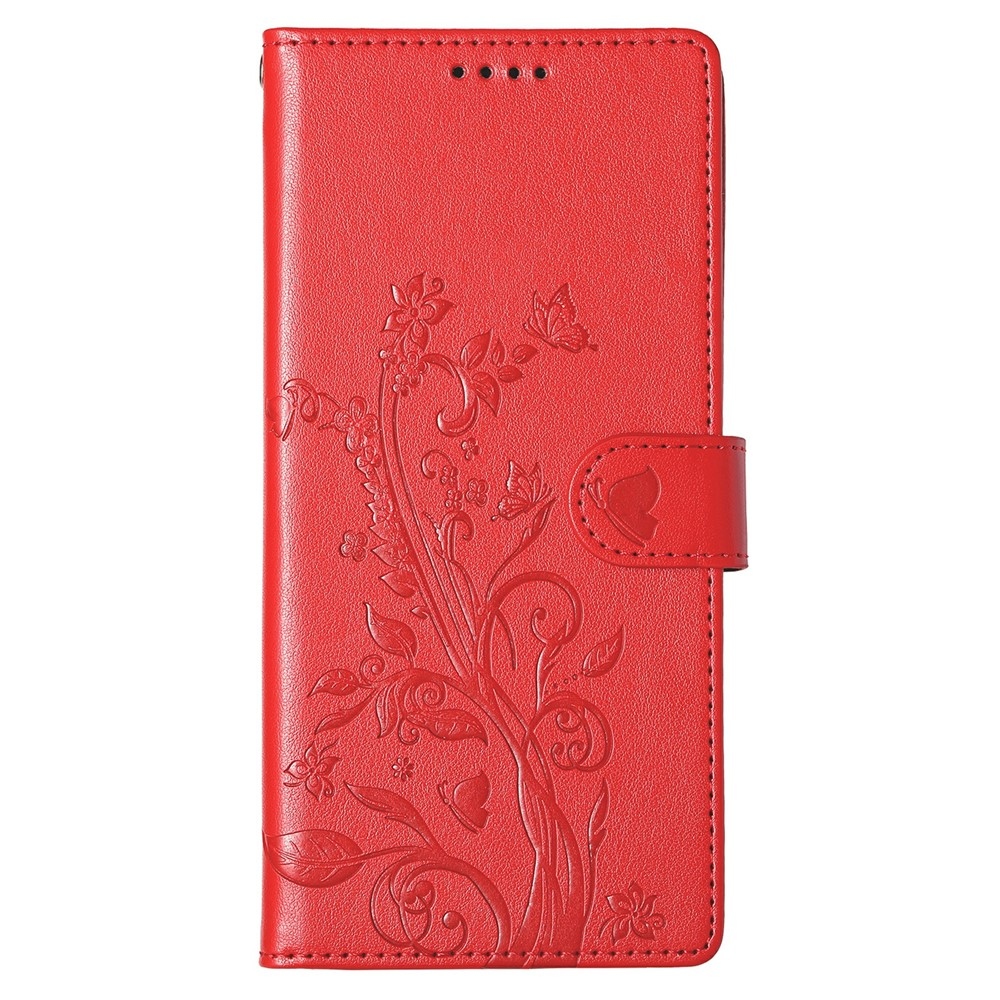 Flowery knižkové púzdro na Xiaomi Redmi 15 5G (169mm) - červené