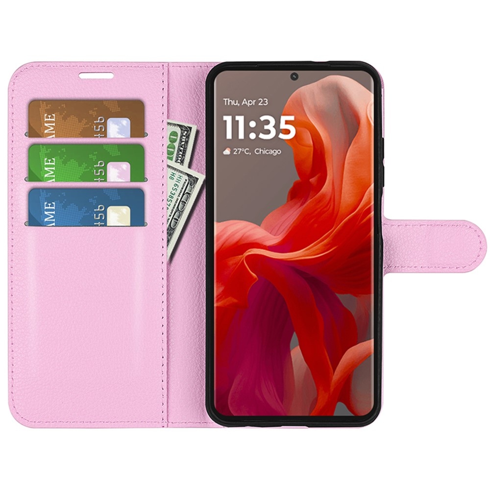 Litchi knižkové púzdro na Motorola Moto G85 5G - ružové