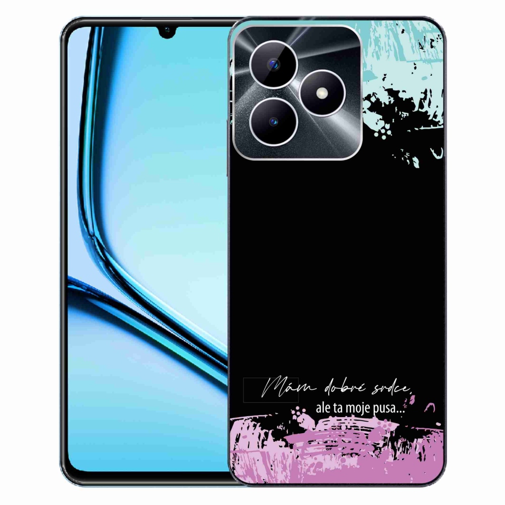 Gélový kryt mmCase na Realme Note 50 - vtipný text 3 čierne pozadie