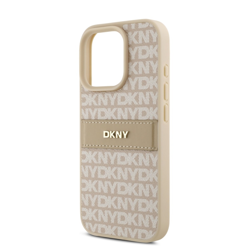 DKNY PU Leather Repeat Pattern Tonal Stripe Zadný Kryt pre iPhone 16 Pro Max Pink