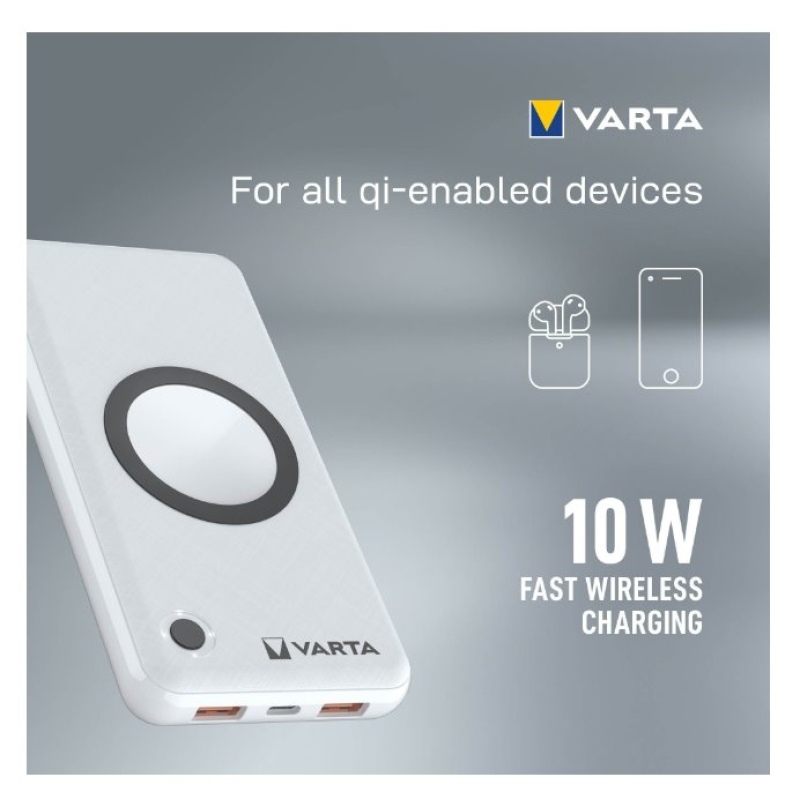 VARTA Portable Bezdrôtová Powerbanka 15000mAh Silver