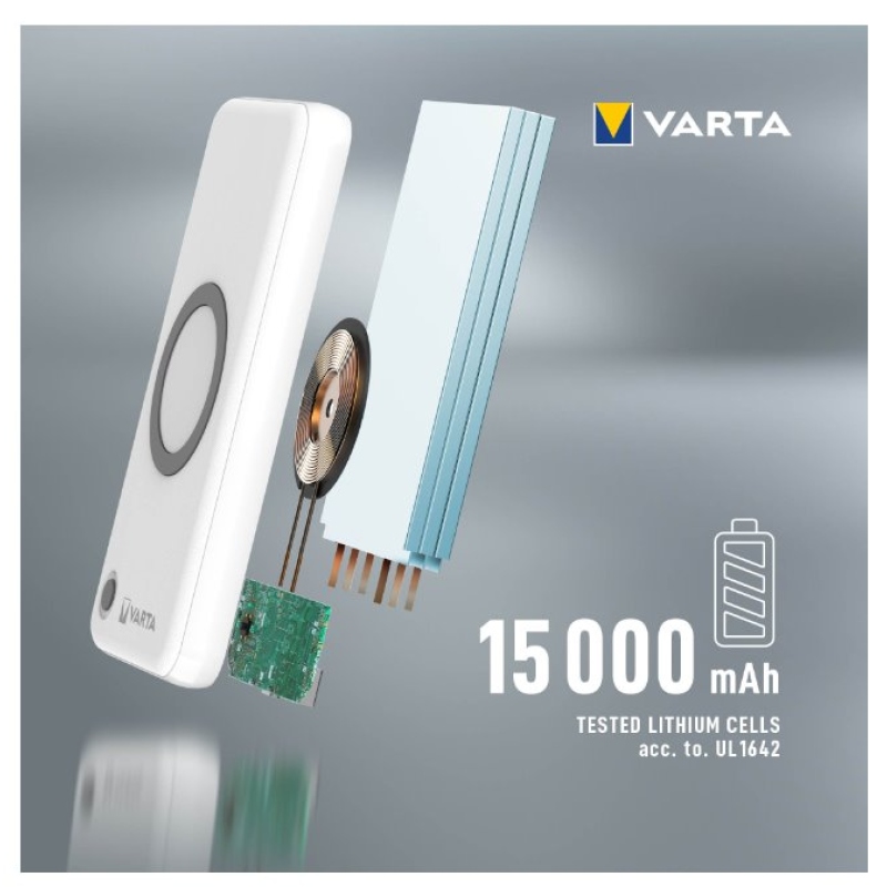 VARTA Portable Bezdrôtová Powerbanka 15000mAh Silver