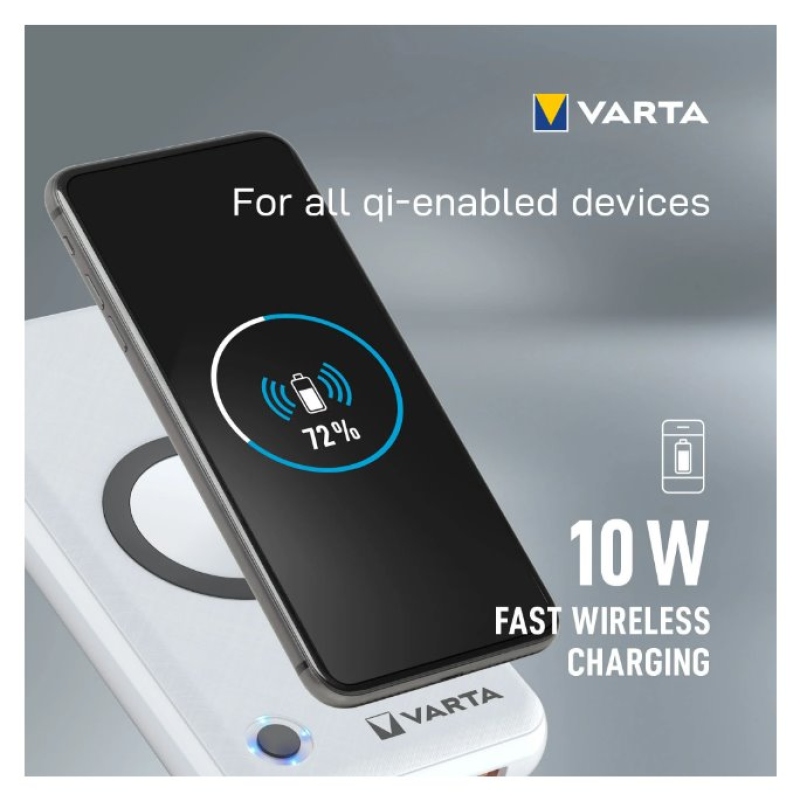 VARTA Portable Bezdrôtová Powerbanka 20000mAh Silver