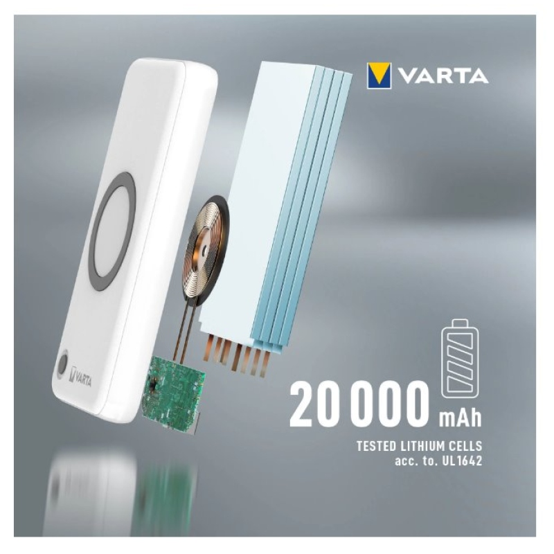 VARTA Portable Bezdrôtová Powerbanka 20000mAh Silver