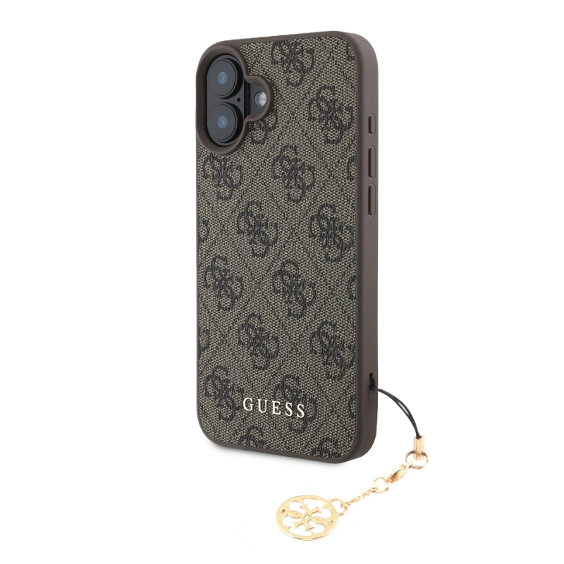 Guess 4G Charm Zadný Kryt pre iPhone 16 Tone on Tone Brown