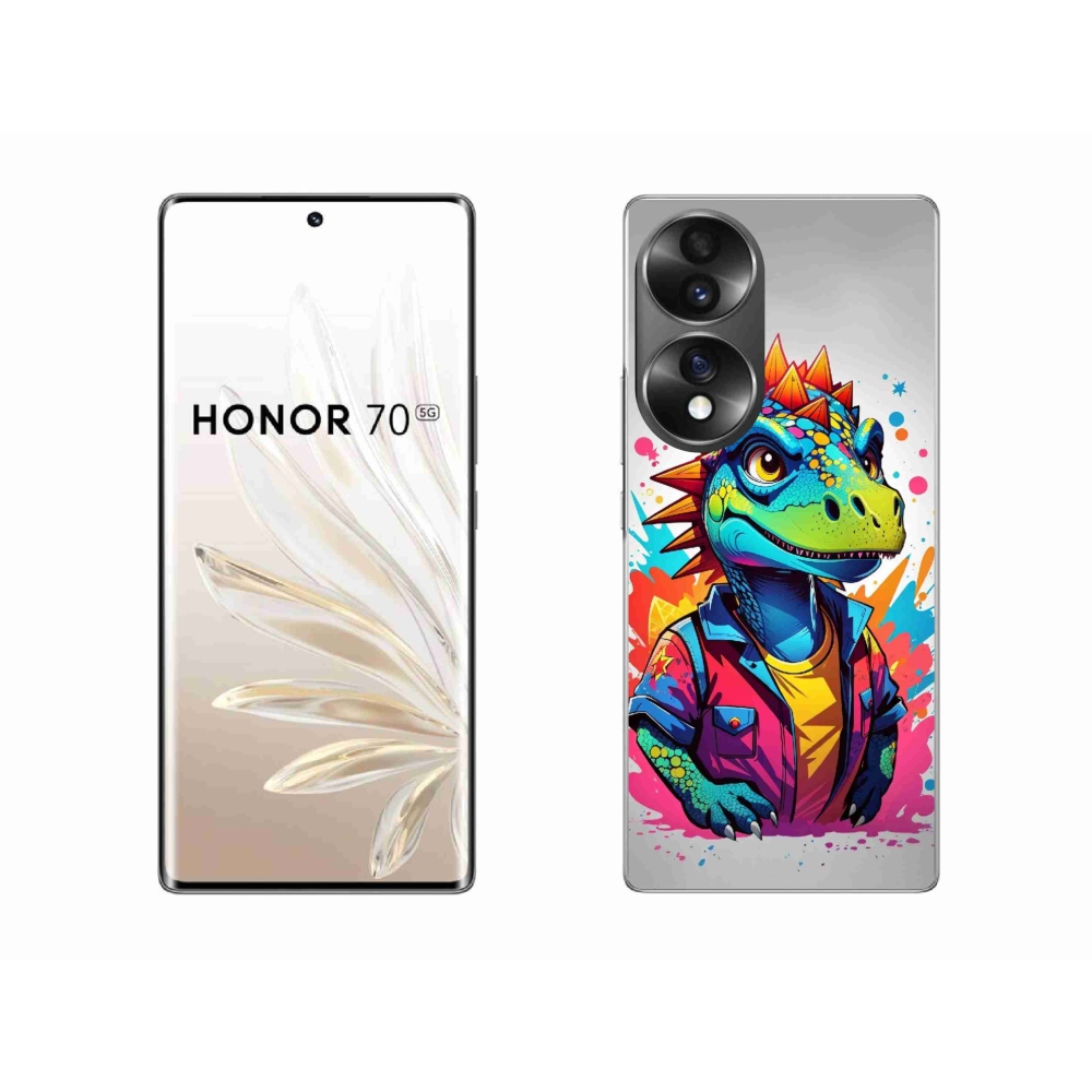 Gélový kryt mmCase na Honor 70 - farebný dinosaurus