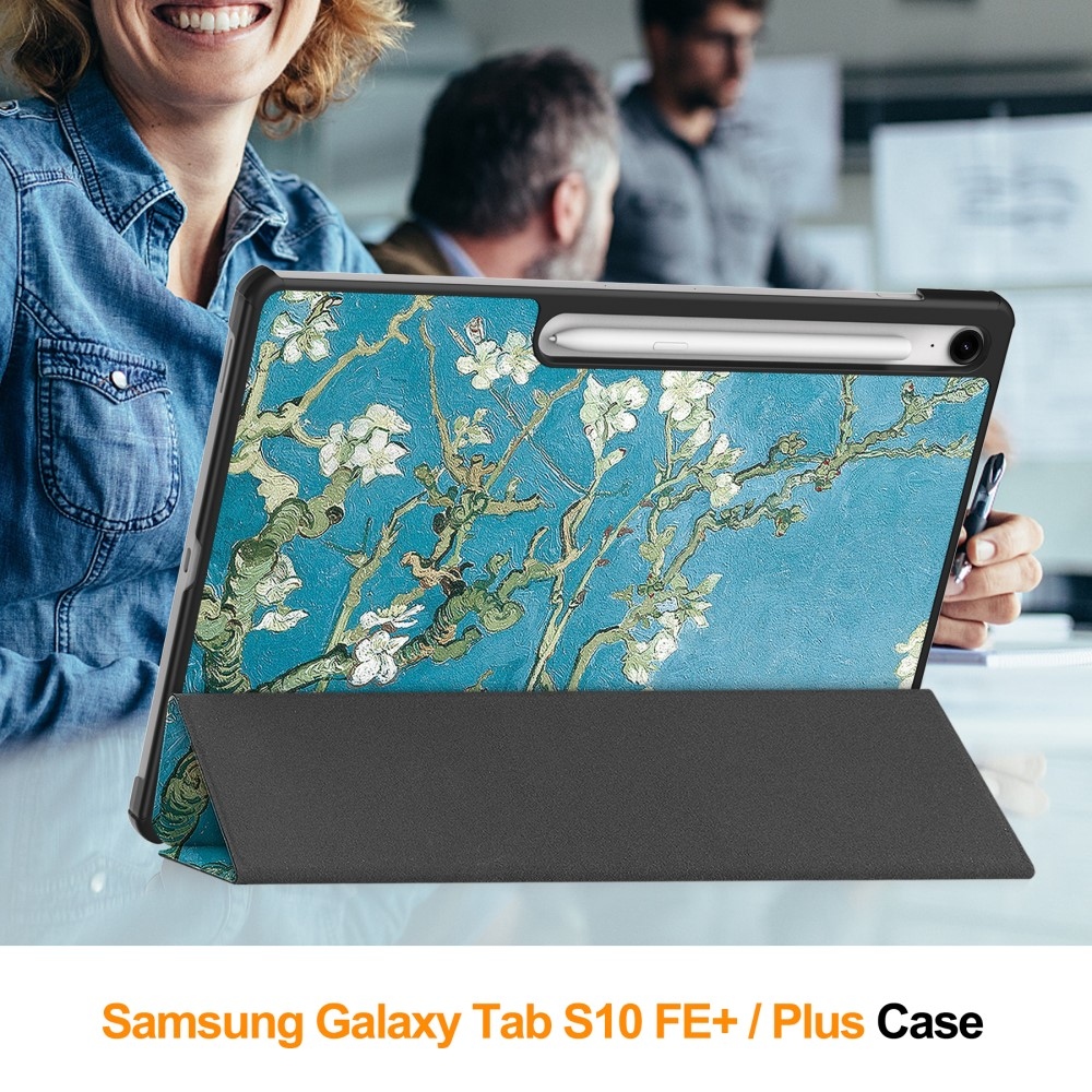 Patte chytré zatváracie púzdro na Samsung Galaxy Tab S10 FE+ - biele kvety