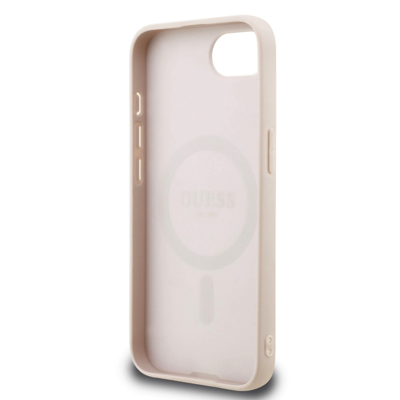 Guess PU 4G Small Metal Logo MagSafe Zadný Kryt pre iPhone 16e Pink