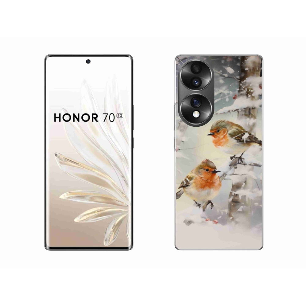 Gélový kryt mmCase na Honor 70 - vtáčiky v zime