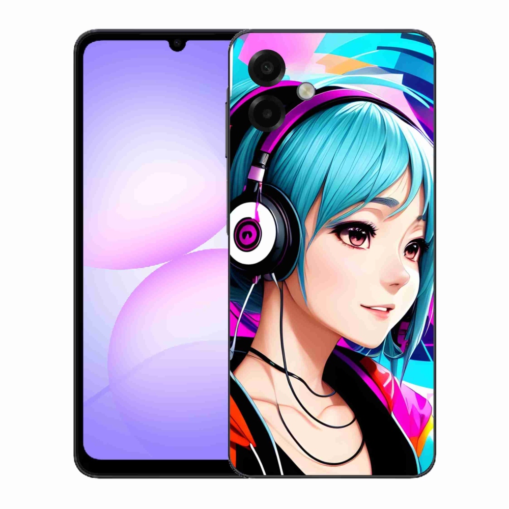 Gélový kryt mmCase na Samsung Galaxy A07 4G - dievča so slúchadlami