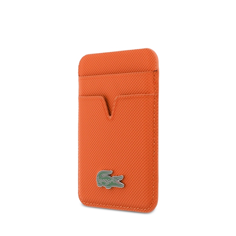 Lacoste PU Iconic Petit Pique MagSafe peňaženka Orange