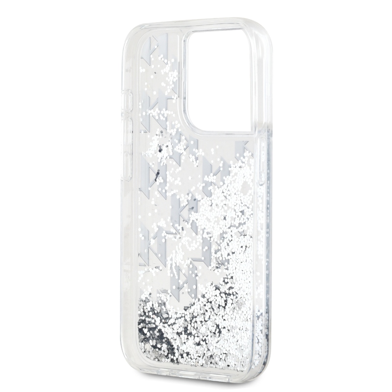 Karl Lagerfeld Liquid Glitter Monogram Gradient Zadný Kryt pre iPhone 15 Pro White