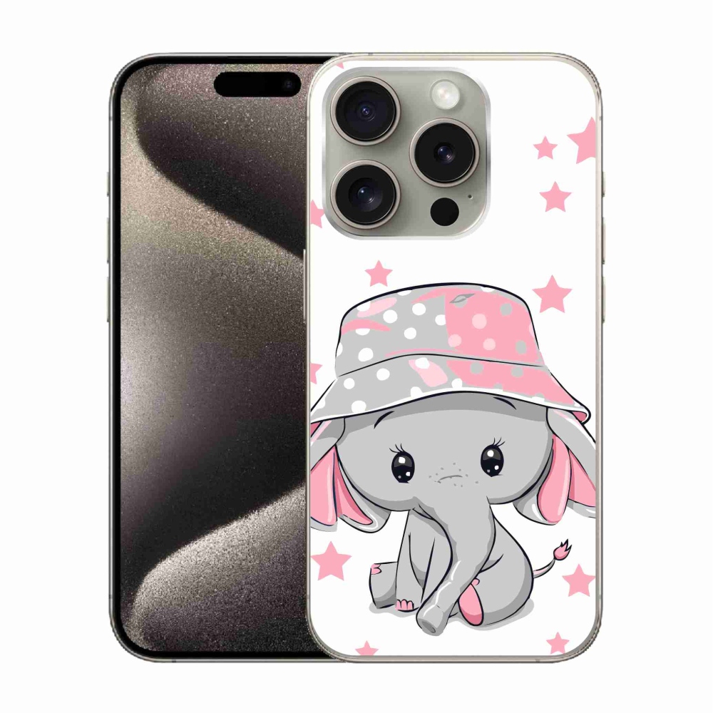 Gélový kryt mmCase na iPhone 15 Pro - ružový slon