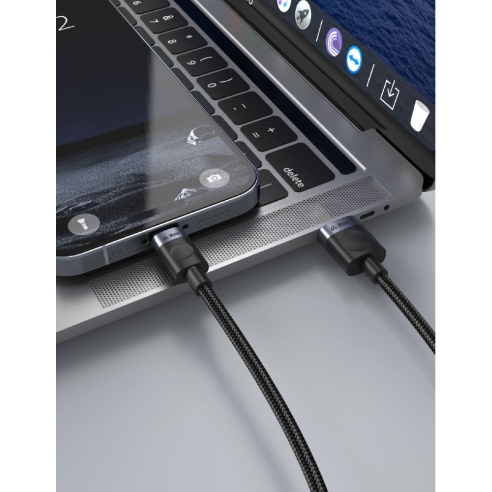 iPEAX Textilný kábel USB-A / lightning 1,5 m, USB 2.0 - čierny