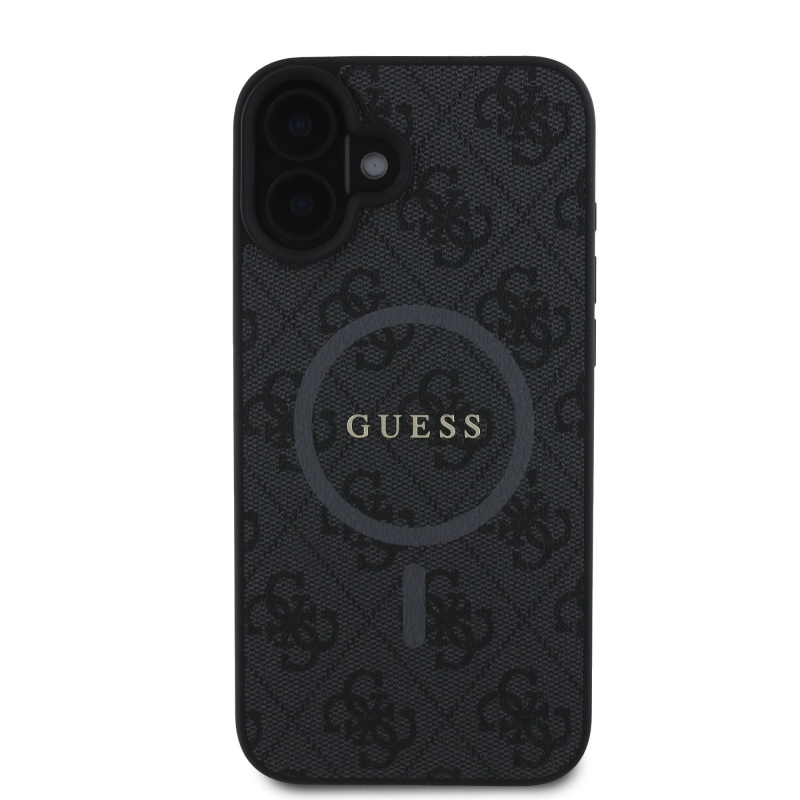 Guess PU Leather 4G Colored Ring MagSafe Zadný Kryt pre iPhone 16 Plus Black