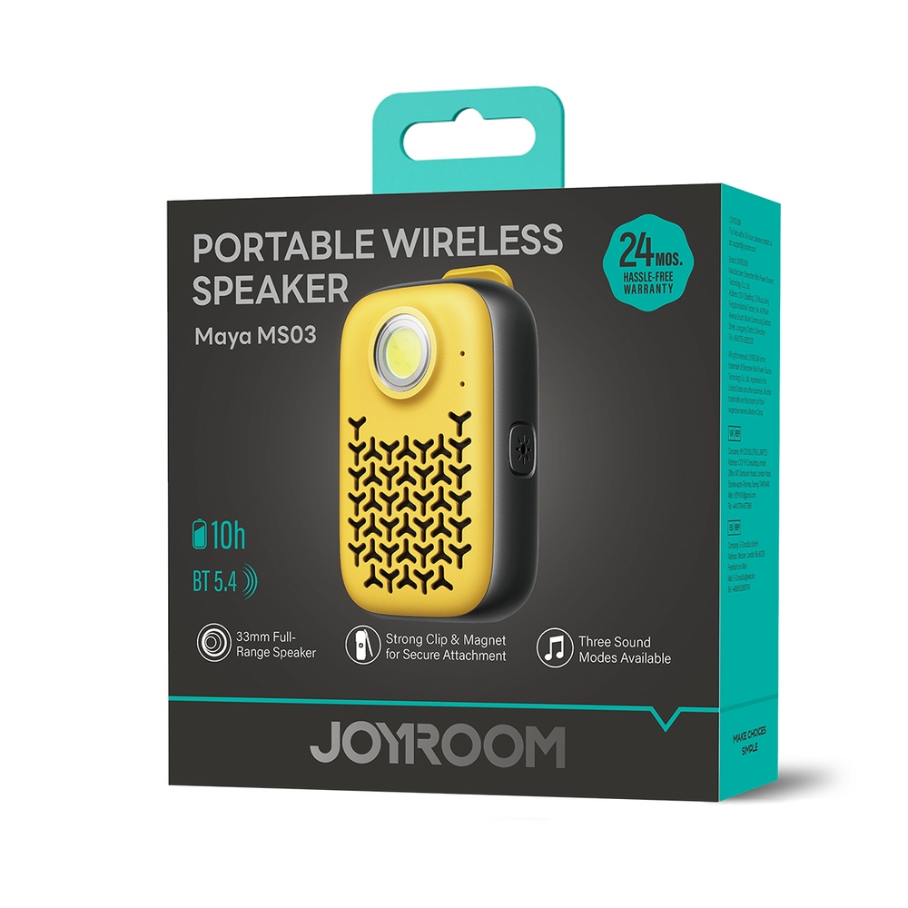 Joyroom Maya JR-MS03 prenosný Bluetooth reproduktor so svietidlom - žltý