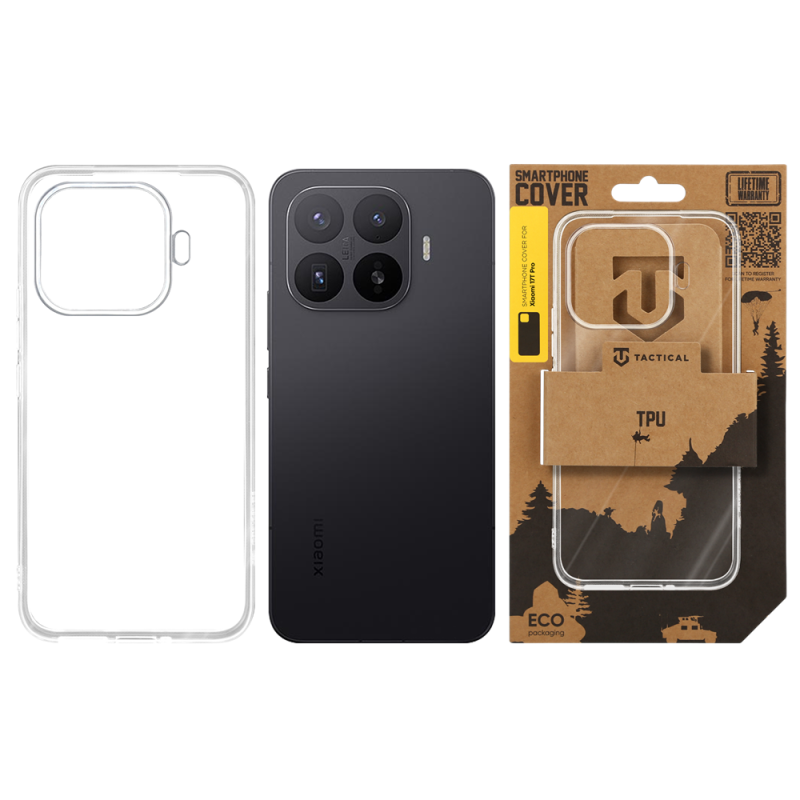 Taktické TPU puzdro pre Xiaomi 17T Pro – priehľadné