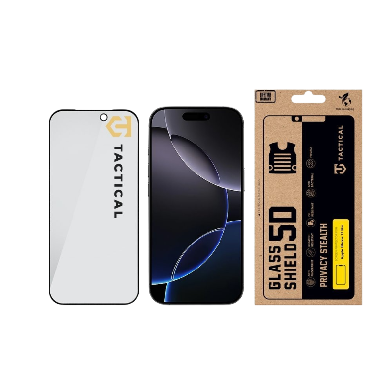 Taktické sklo Privacy Stealth 5D pre Apple iPhone 18 Pro, čierne