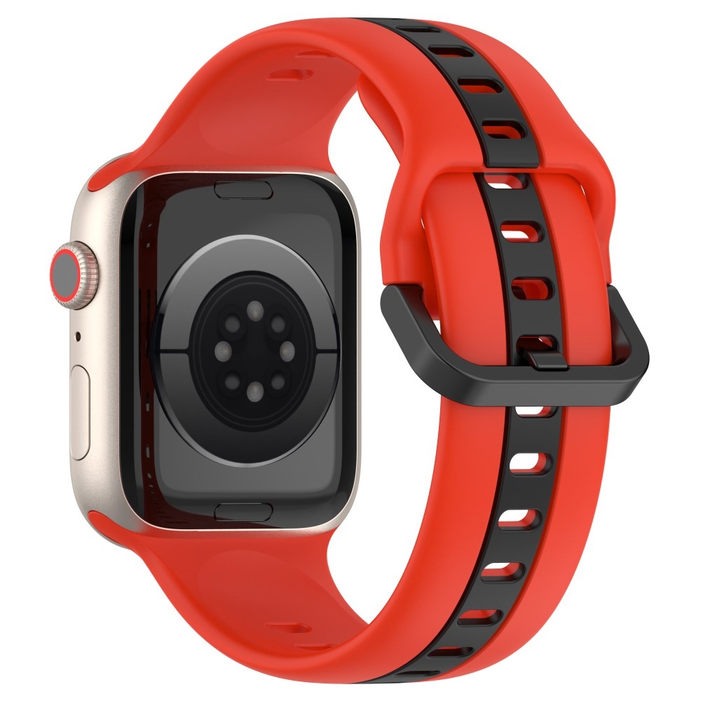 Strap silikónový remienok na Apple Watch Ultra/Ultra 2 49mm/SE/SE 2022/2023 44mm/9/8/7 45mm/6/5/4 44mm/3/2/1 42 mm - červený/čierny